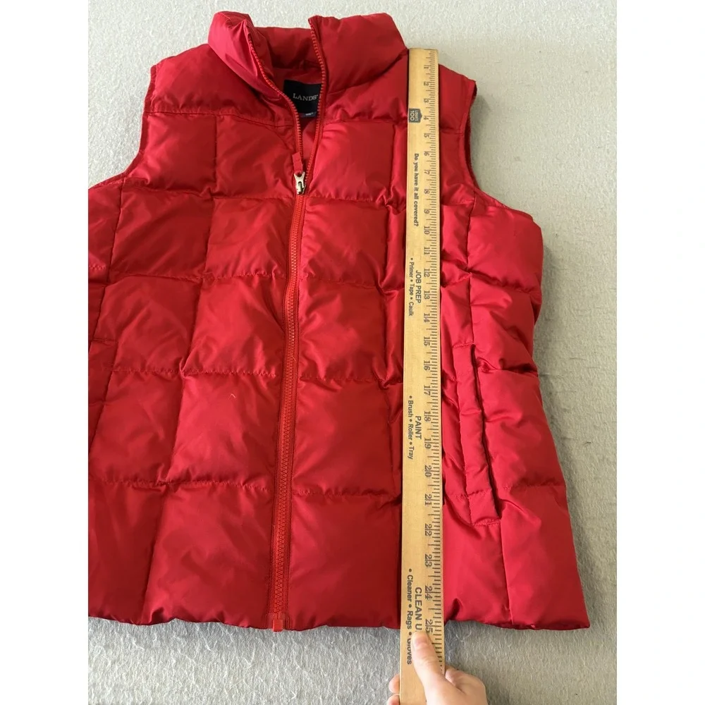 Lands' End Vest Youth Large 14-16 Red Puffer Down Zip Pockets Warm Winter